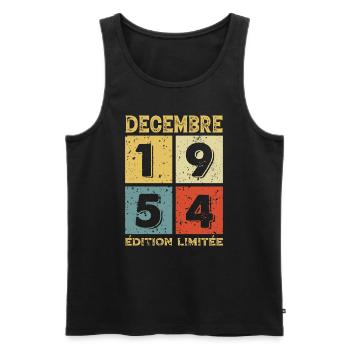 Anniversaire Vintage Idée Cadeau Décembre 1954 - Débardeur bio Premium Homme - noir - Devant - Michal (187cm)