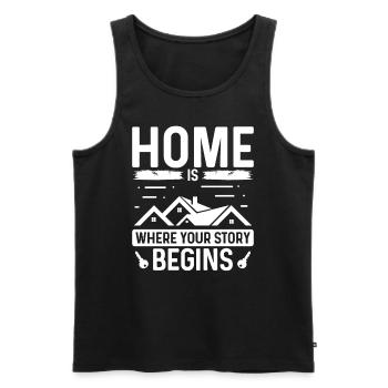 Real Estate Agent Home is where your story begins - Men's Premium Organic Tank Top - black - Front - Michal (187cm)