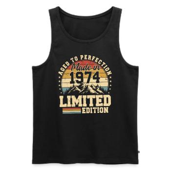 Perfekt gealtert Made in 1974 - Männer Premium Bio Tank Top - Schwarz - Vorne - AI Model Male 178 light (178cm)