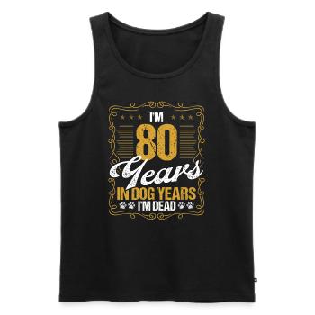 80 Year Old Funny Dog Lover Humor Pet Idea - Männer Premium Bio Tank Top - Schwarz - Vorne - AI Model Male 178 light (178cm)