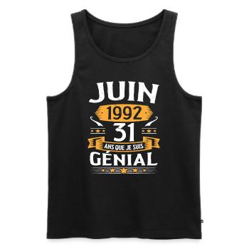 Juin 1992 31 Ans Que Je Suis Génial Anniversaire - Débardeur bio Premium Homme - noir - Devant - AI Model Male 178 light (178cm)