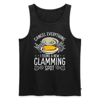 Clam Cancel Everything found new Clamming Spot - Men's Premium Organic Tank Top - black - Front - AI Model Male 178 light (178cm)