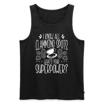 Clam know all clamming Spot Superpower Clam Digger - Men's Premium Organic Tank Top - black - Front - AI Model Male 178 light (178cm)