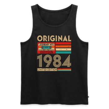 Original legendary hits Best of 1984 - Men's Premium Organic Tank Top - black - Front - Michal (187cm)