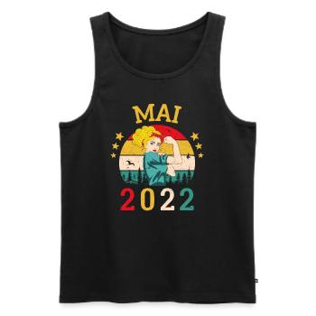Mai 2022 Anniversaire Vintage Happy Birthday - Débardeur bio Premium Homme - noir - Devant - Michal (187cm)