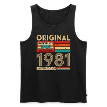Original Legendary Hits Best of 1981 - Männer Premium Bio Tank Top - Schwarz - Vorne - AI Model Male 178 light (178cm)