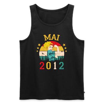 Mai 2012 Anniversaire Vintage Happy Birthday - Débardeur bio Premium Homme - noir - Devant - Michal (187cm)
