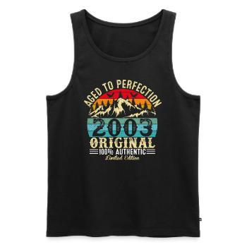 Perfekt gealtert 2003 Original - Männer Premium Bio Tank Top - Schwarz - Vorne - AI Model Male 178 light (178cm)