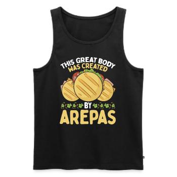 Corps alimentaire traditionnel créé par Arepas Lover - Débardeur bio Premium Homme - noir - Devant - Michal (187cm)