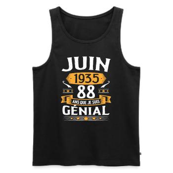 Juin 1935 88 Ans Que Je Suis Génial Anniversaire - Débardeur bio Premium Homme - noir - Devant - Michal (187cm)