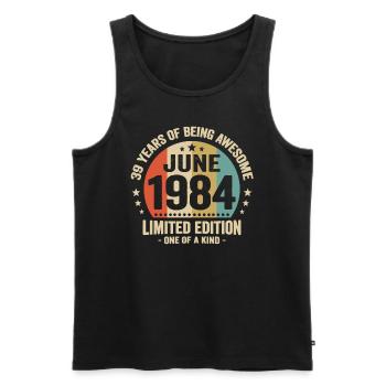 June 1984 39 years anniversary vintage gift idea - Men's Premium Organic Tank Top - black - Front - Michal (187cm)