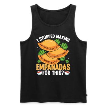 Empanada Lover j'ai arrêté de faire pour ce latin - Débardeur bio Premium Homme - noir - Devant - Michal (187cm)