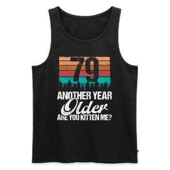 79 Year Old Funny Cat Lover Humor Kitten Me Idea - Männer Premium Bio Tank Top - Schwarz - Vorne - AI Model Male 178 light (178cm)