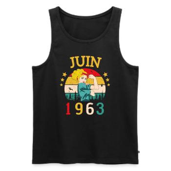 Juin 1963 Anniversaire Vintage Happy Birthday - Débardeur bio Premium Homme - noir - Devant - Michal (187cm)