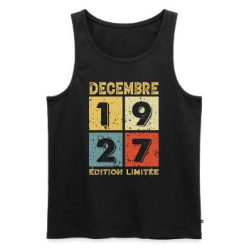 Anniversaire Vintage Idée Cadeau Décembre 1927 - Débardeur bio Premium Homme - noir - Devant - Michal (187cm)