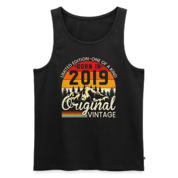 Unique in its kind born in 2019 Original vintage - Men's Premium Organic Tank Top - black - Front - AI Model Male 178 light (178cm)