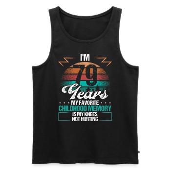 79 Year Old Knee Injury Humor Funny Birthday Idea - Männer Premium Bio Tank Top - Schwarz - Vorne - AI Model Male 178 light (178cm)