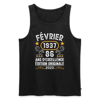 Anniversaire Vintage Idée Cadeau Février 1937 86 - Débardeur bio Premium Homme - noir - Devant - Michal (187cm)