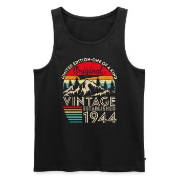 Original Vintage Établi En 1944 Anniversaire - Débardeur bio Premium Homme - noir - Devant - Michal (187cm)