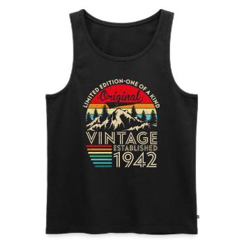 Original vintage established in 1942 anniversary - Men's Premium Organic Tank Top - black - Front - Michal (187cm)