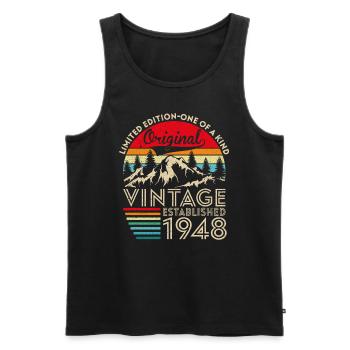Original vintage established in 1948 anniversary - Men's Premium Organic Tank Top - black - Front - Michal (187cm)