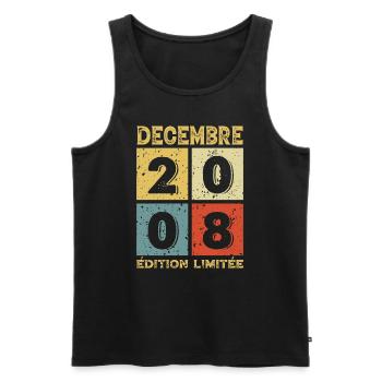 Anniversaire Vintage Idée Cadeau Décembre 2008 - Débardeur bio Premium Homme - noir - Devant - Michal (187cm)