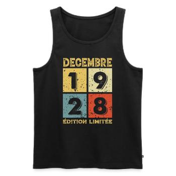 Anniversaire Vintage Idée Cadeau Décembre 1928 - Débardeur bio Premium Homme - noir - Devant - Michal (187cm)