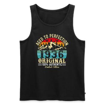 Aged to perfection 1936 original - Men's Premium Organic Tank Top - black - Front - AI Model Male 178 light (178cm)