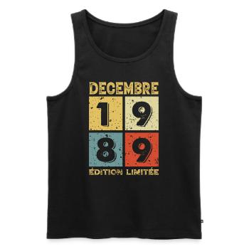 Anniversaire Vintage Idée Cadeau Décembre 1989 - Débardeur bio Premium Homme - noir - Devant - Michal (187cm)