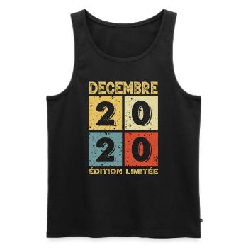 Anniversaire Vintage Idée Cadeau Décembre 2020 - Débardeur bio Premium Homme - noir - Devant - Michal (187cm)