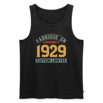 Fabriqué En Novembre 1929 Édition Limitée - Débardeur bio Premium Homme - noir - Devant - AI Model Male 178 light (178cm)