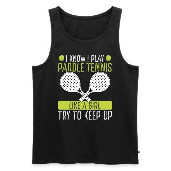 Paddle Tennis comme une fille essaie de suivre Joueur - Débardeur bio Premium Homme - noir - Devant - Michal (187cm)