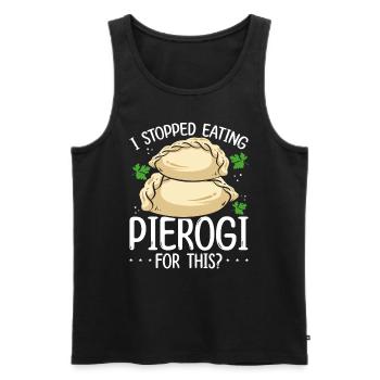 Pierogi Maker J’ai arrêté de manger Pierogi pour cela - Débardeur bio Premium Homme - noir - Devant - AI Model Male 178 light (178cm)
