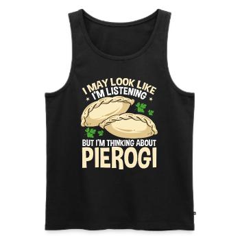 Pierogi Making Thinking about Polish Food - Men's Premium Organic Tank Top - black - Front - AI Model Male 178 light (178cm)