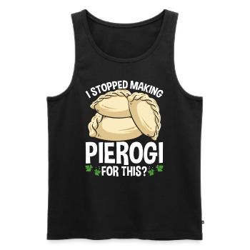 Pierogi Maker J’ai arrêté de faire Pierogi pour ça - Débardeur bio Premium Homme - noir - Devant - Michal (187cm)