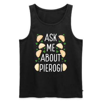 Pierogi Maker Posez-moi des questions sur Pierogi Polish Food - Débardeur bio Premium Homme - noir - Devant - Michal (187cm)