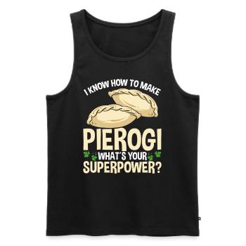 Pierogi Maker Quelle est votre superpuissance Polish FoodPi - Débardeur bio Premium Homme - noir - Devant - Michal (187cm)