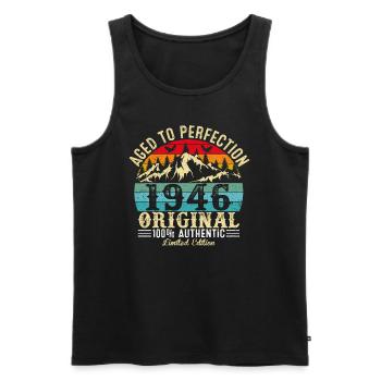 Perfekt gealtert 1946 original - Männer Premium Bio Tank Top - Schwarz - Vorne - AI Model Male 178 light (178cm)