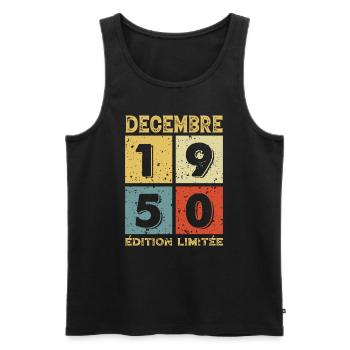 Anniversaire Vintage Idée Cadeau Décembre 1950 - Débardeur bio Premium Homme - noir - Devant - Michal (187cm)