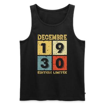 Anniversaire Vintage Idée Cadeau Décembre 1930 - Débardeur bio Premium Homme - noir - Devant - Michal (187cm)