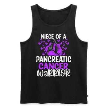 Pancreatic Cancer Awareness Niece Aunt Uncle - Men's Premium Organic Tank Top - black - Front - Michal (187cm)