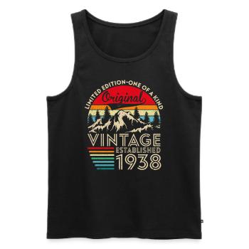 Original vintage established in 1938 anniversary - Men's Premium Organic Tank Top - black - Front - Michal (187cm)