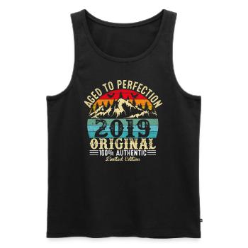 Perfekt gealtert 2019 Original - Männer Premium Bio Tank Top - Schwarz - Vorne - AI Model Male 178 light (178cm)