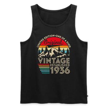 Original vintage established in 1936 anniversary - Men's Premium Organic Tank Top - black - Front - Michal (187cm)