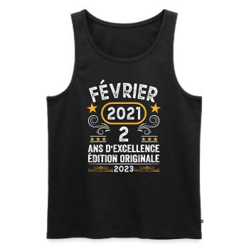 Anniversaire Vintage Idée Cadeau Février 2021 2 - Débardeur bio Premium Homme - noir - Devant - Michal (187cm)