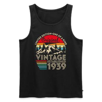 Original vintage established in 1939 anniversary - Men's Premium Organic Tank Top - black - Front - Michal (187cm)