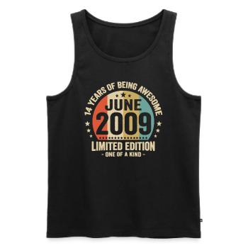 June 2009 14 years anniversary vintage gift idea - Men's Premium Organic Tank Top - black - Front - Michal (187cm)