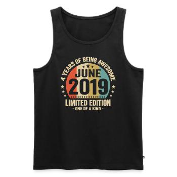 June 2019 4 years anniversary vintage gift idea - Men's Premium Organic Tank Top - black - Front - Michal (187cm)