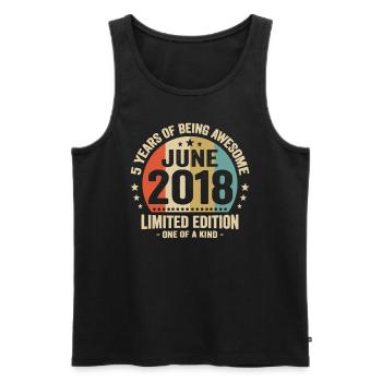 June 2018 5 years anniversary vintage gift idea - Men's Premium Organic Tank Top - black - Front - Michal (187cm)