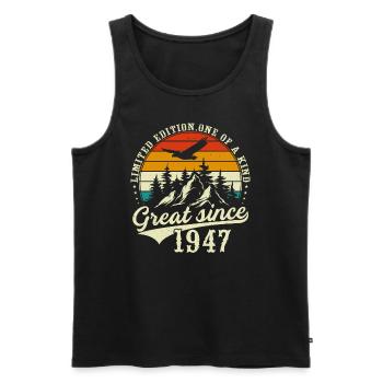 Unique En Son Genre Depuis 1947 - Débardeur bio Premium Homme - noir - Devant - AI Model Male 178 light (178cm)